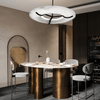 Carve Alabaster Pendant Light – Hand‑Carved Stone Shade with Black Frame