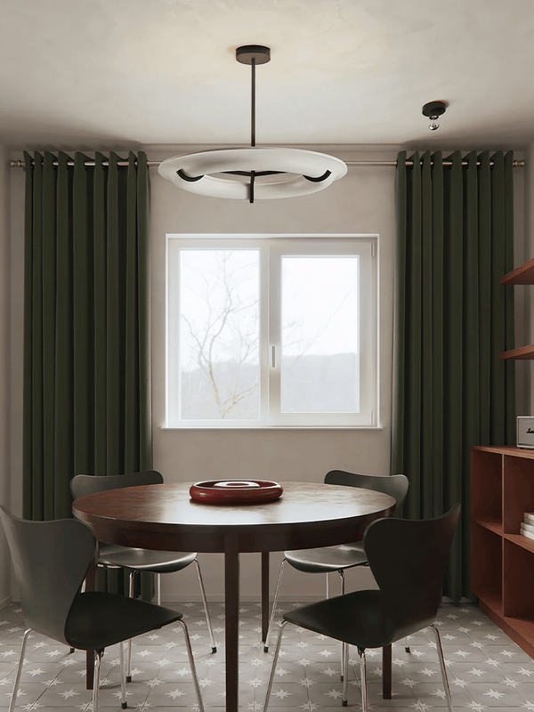 Carve Alabaster Pendant Light – Hand‑Carved Stone Shade with Black Frame