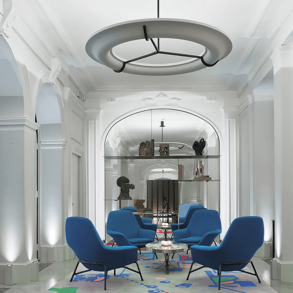 Carve Alabaster Pendant Light – Hand‑Carved Stone Shade with Black Frame