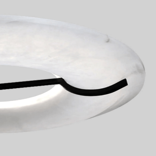 Carve Alabaster Pendant Light – Hand‑Carved Stone Shade with Black Frame