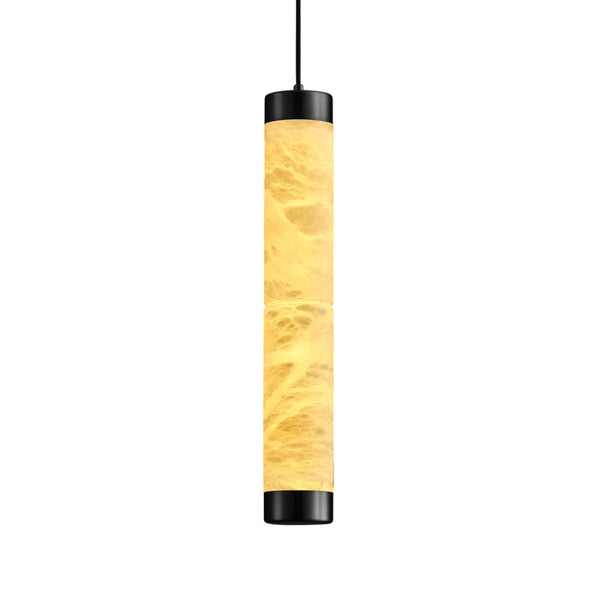 Modern Spanish Alabaster Pendant Light – Long Single Head Design Black