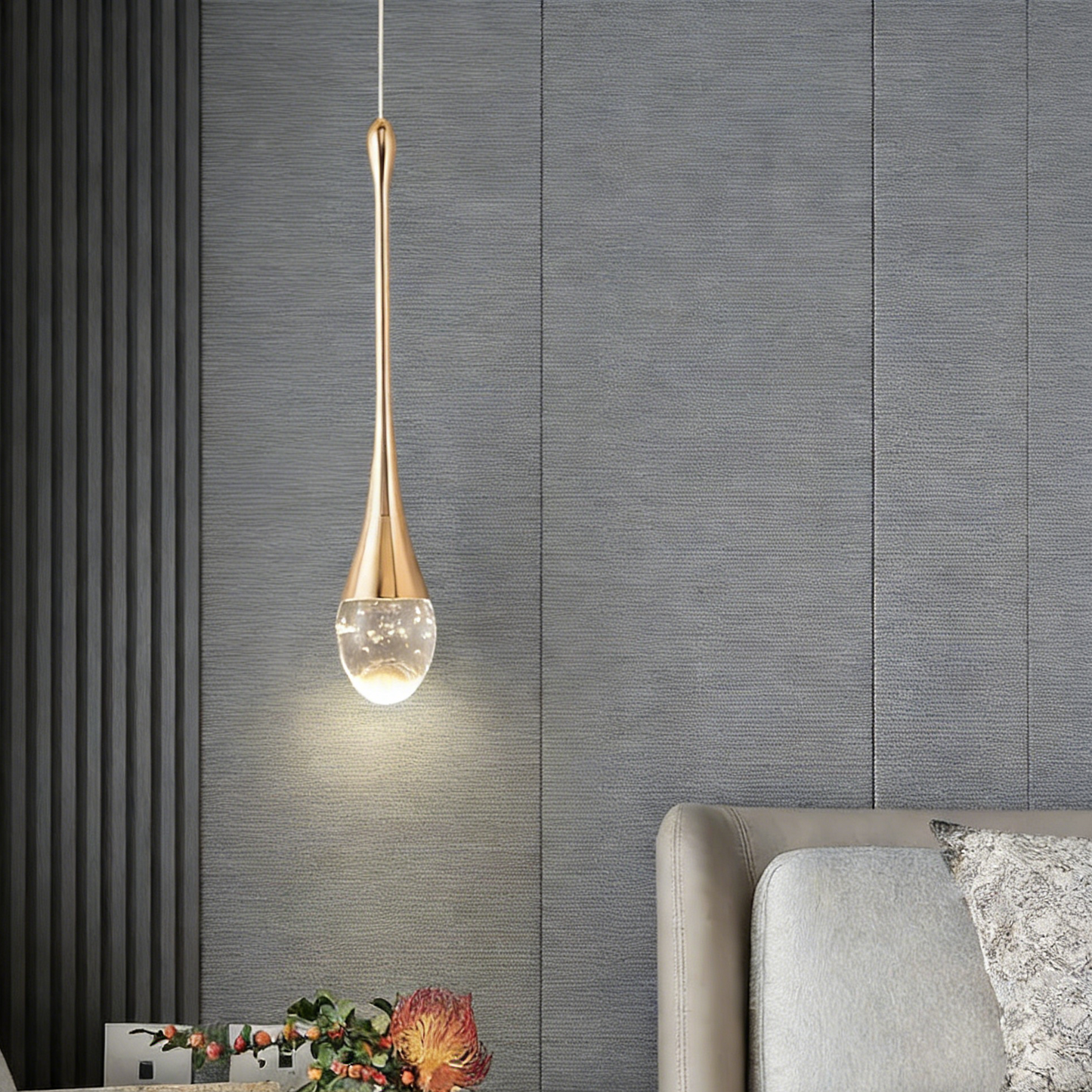 Crystal Ball Teardrop LED Single-Head Pendant Light