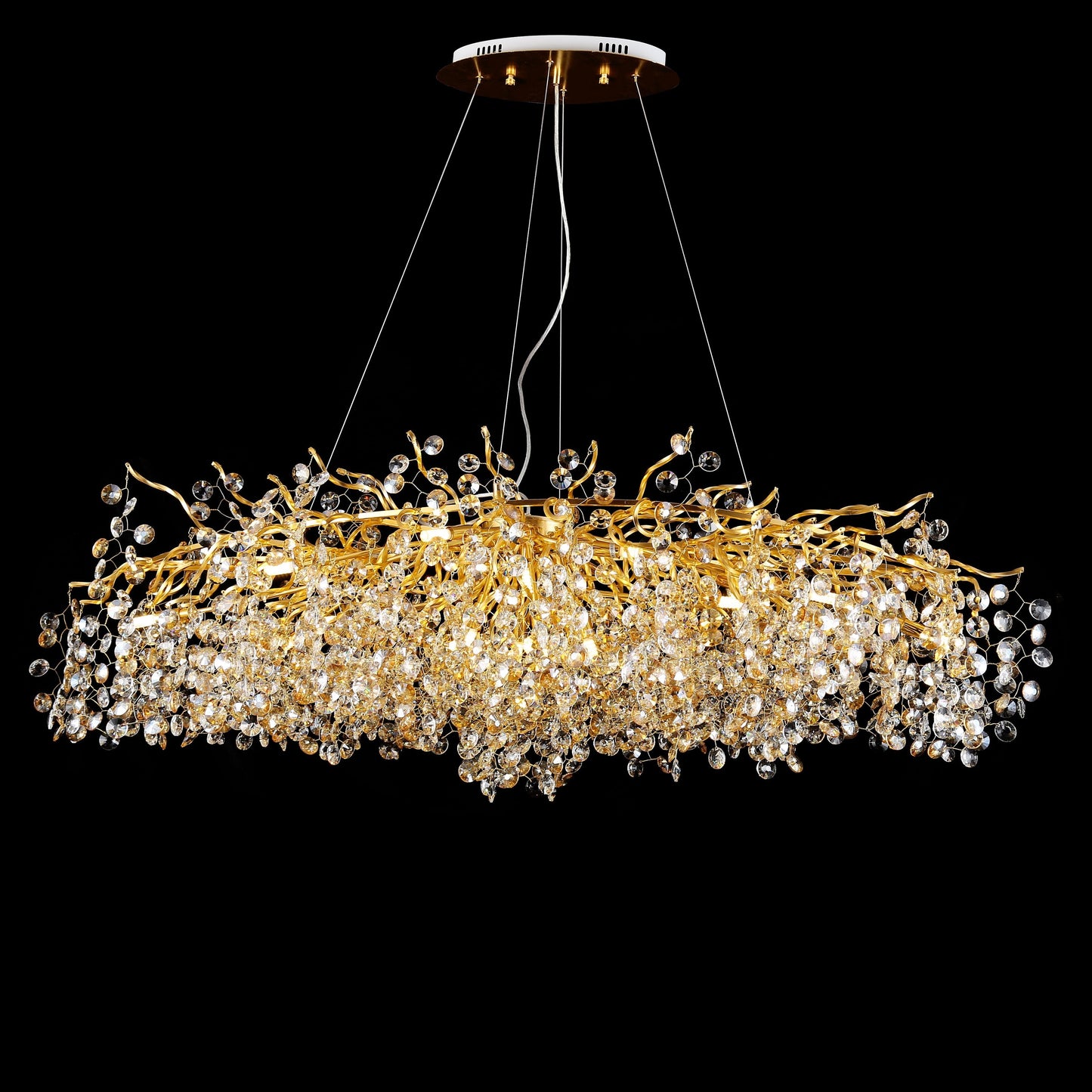 Crystal Quatre Oval Branching Penny Chandelier - Kavker -