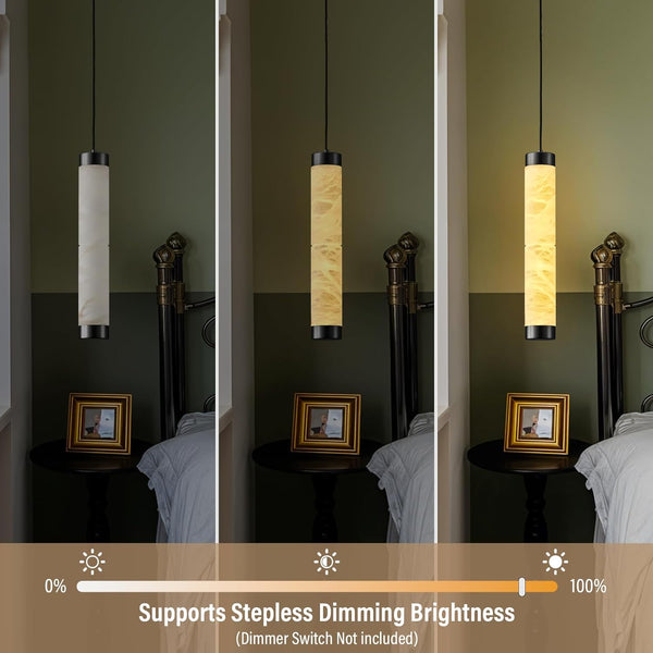 Modern Spanish Alabaster Pendant Light – Long Single Head Design