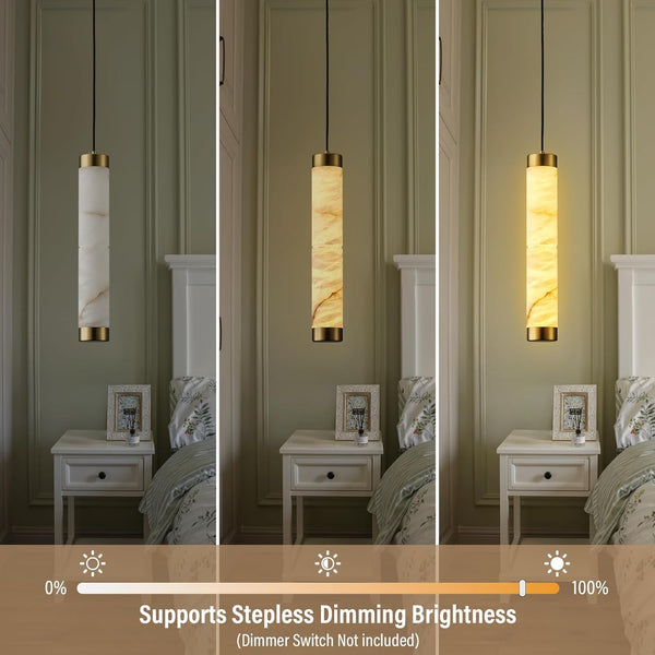 Modern Spanish Alabaster Pendant Light – Long Single Head Design