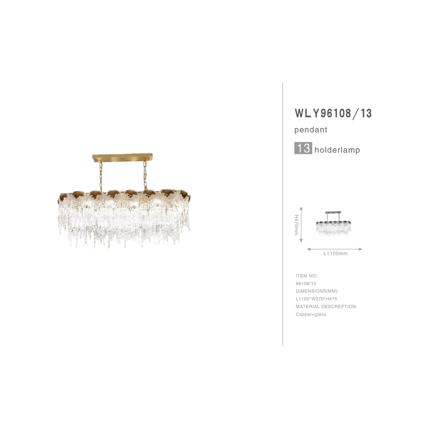Aletta Melting Drop Crystal Glass Rectangle Chandelier - Kavker -