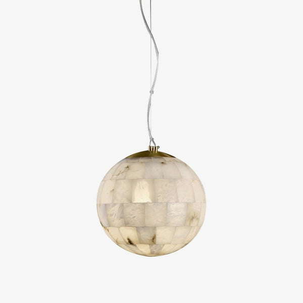 Elegant Alabaster Brass Ball Pendant Light 11" Diameter