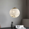 Elegant Alabaster Brass Ball Pendant Light 11" Diameter