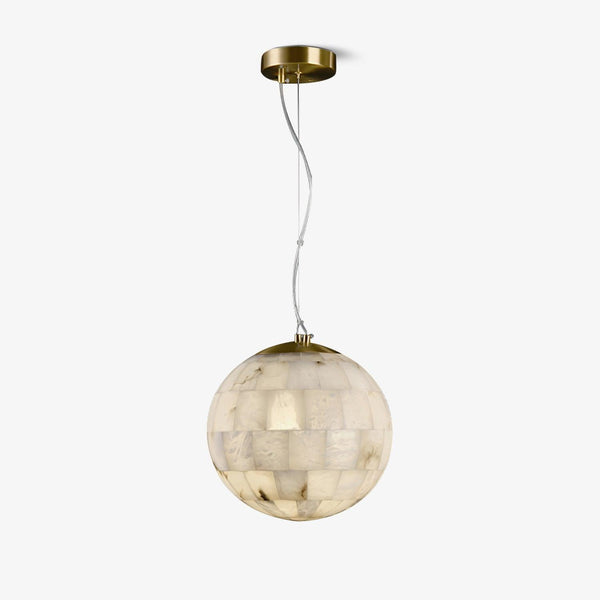 Elegant Alabaster Brass Ball Pendant Light 11" Diameter