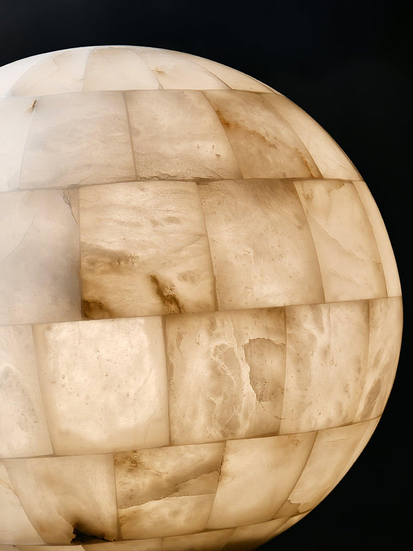 Elegant Alabaster Brass Ball Pendant Light 11" Diameter