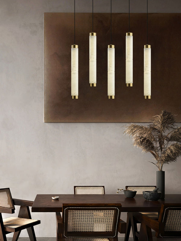 Aria Brushed Brass Alabaster Pendant Lamp – Elegant Ceiling Light
