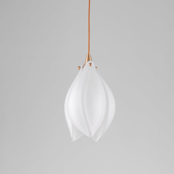 Celeste Flora Ceramic Flower Pendant Light with Brass & White Finish