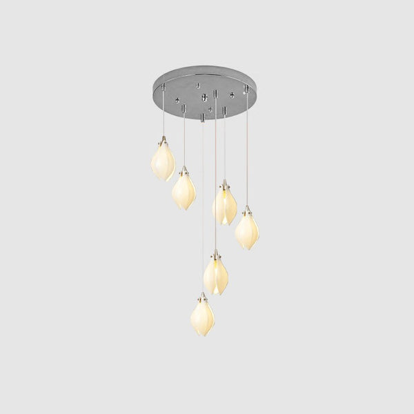 Celeste Flora Ceramic Flower Pendant Light with Brass & White Finish