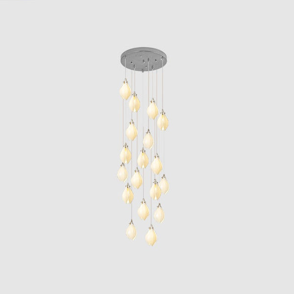Celeste Flora Ceramic Flower Pendant Light with Brass & White Finish