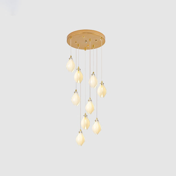 Celeste Flora Ceramic Flower Pendant Light with Brass & White Finish