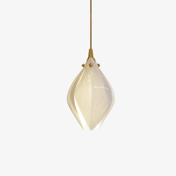 Celeste Flora Ceramic Flower Pendant Light with Brass & White Finish