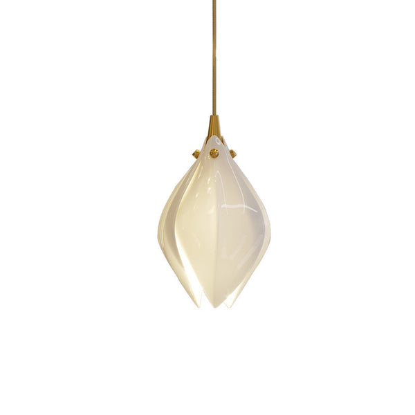 Celeste Flora Ceramic Flower Pendant Light with Brass & White Finish