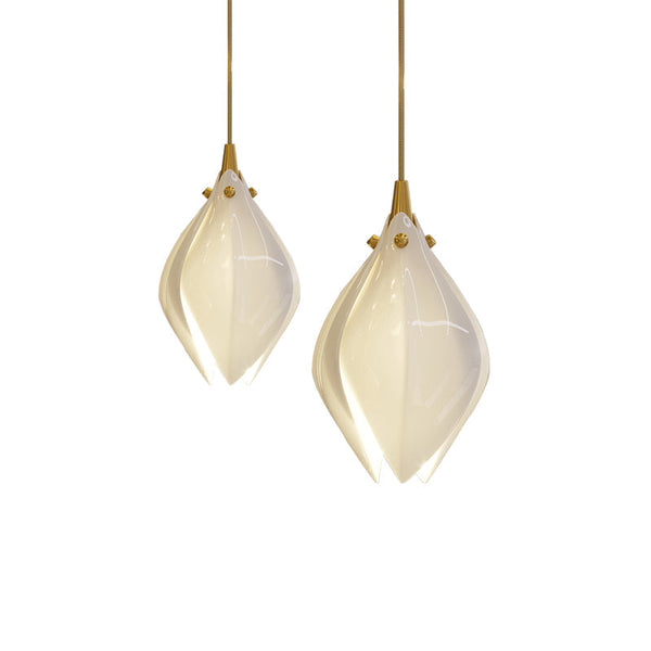 Celeste Flora Ceramic Flower Pendant Light with Brass & White Finish