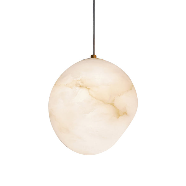 Hand‑Chiseled Galet Alabaster Brass Pendant Lamp – Sculptural Shine
