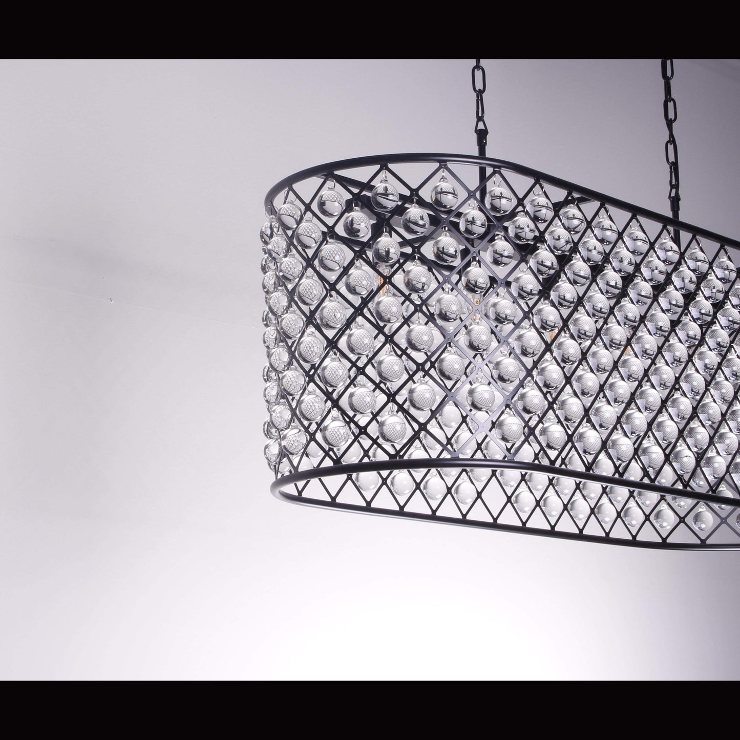 Teardrop Grid Rectangular 10-Light Crystal Chandelier - Kavker