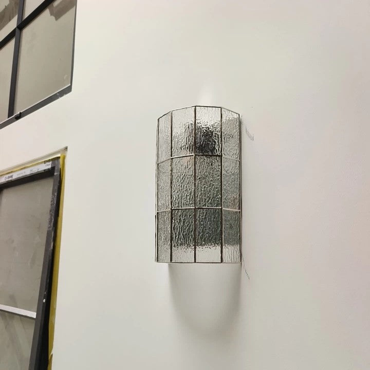 Frosted Glass Grid Tall Wall Sconce