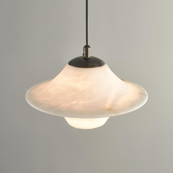 Celestial Saucer Alabaster Pendant Light Black & White