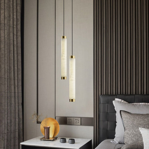 Aria Brushed Brass Alabaster Pendant Lamp – Elegant Ceiling Light