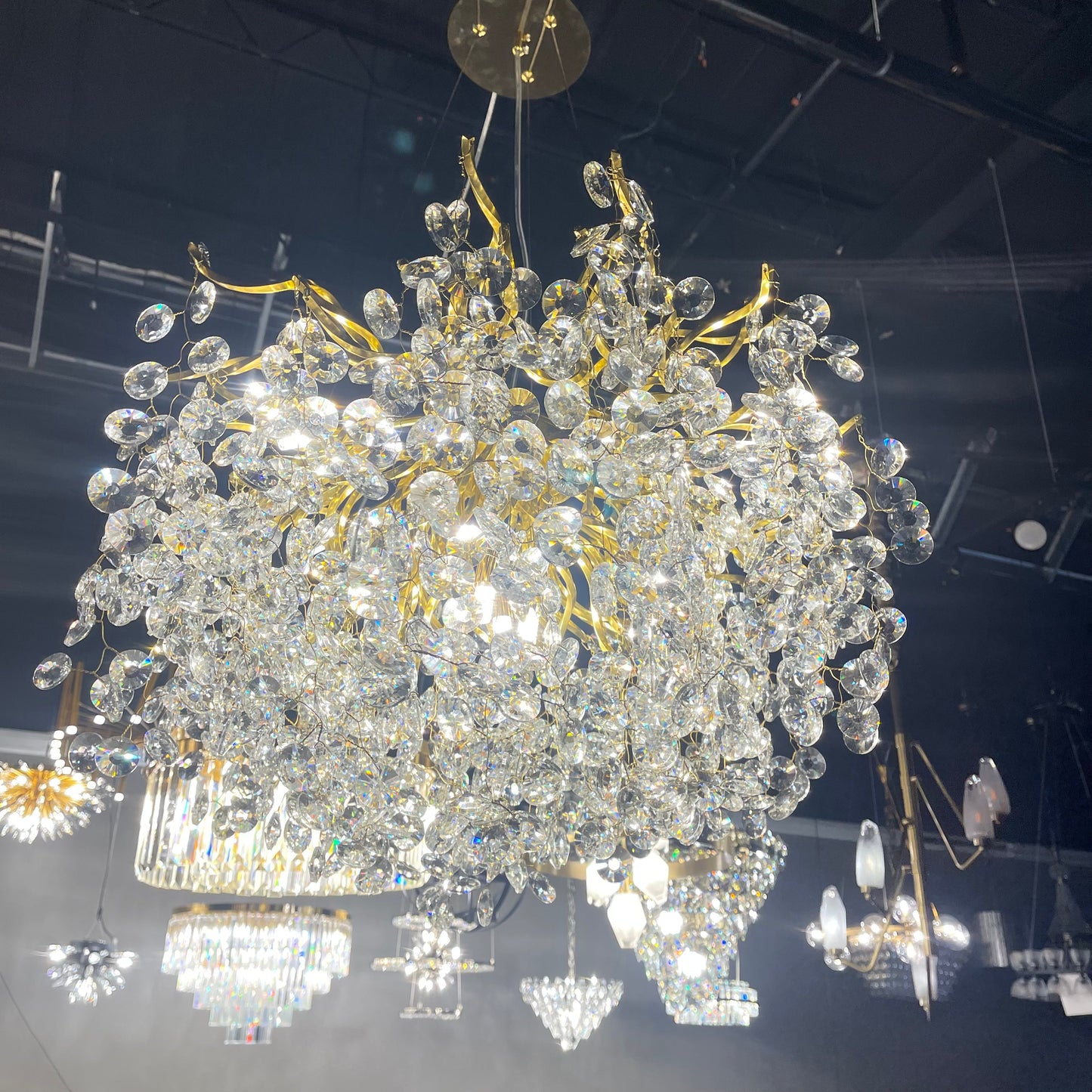 Crystal Quatre Round Branching Penny Chandelier - Kavker -