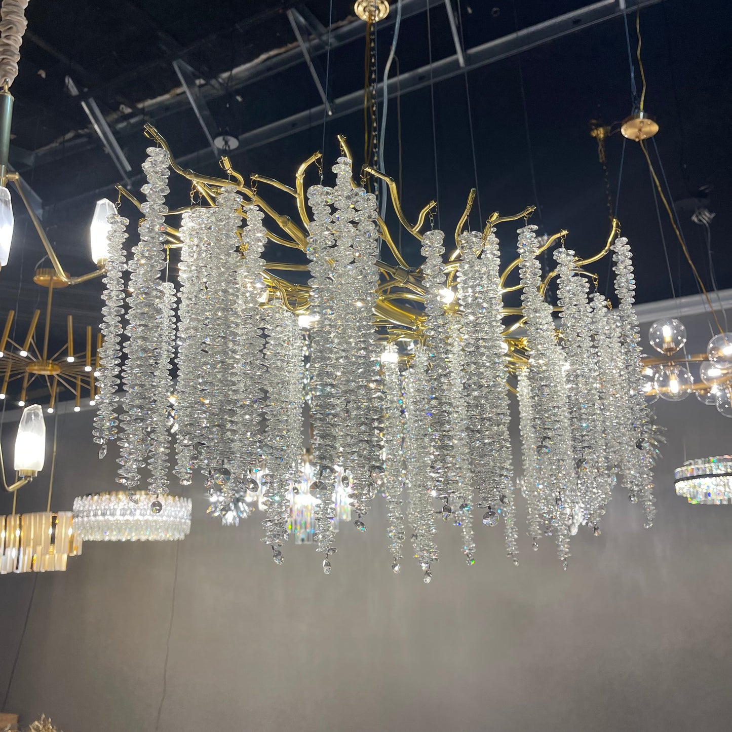 Catherine Crystal Rainfall Linear Branching Chandelier - Kavker -