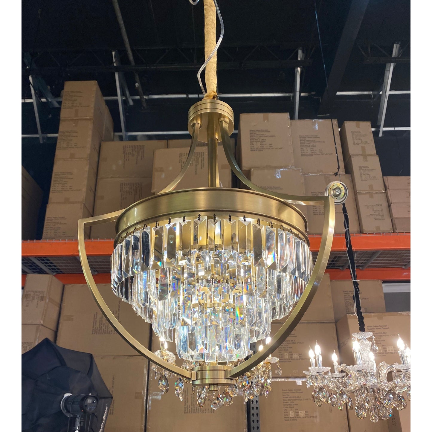 Apex Louvre 3-Tier Odeon Fringe Crystal Chandelier - Kavker