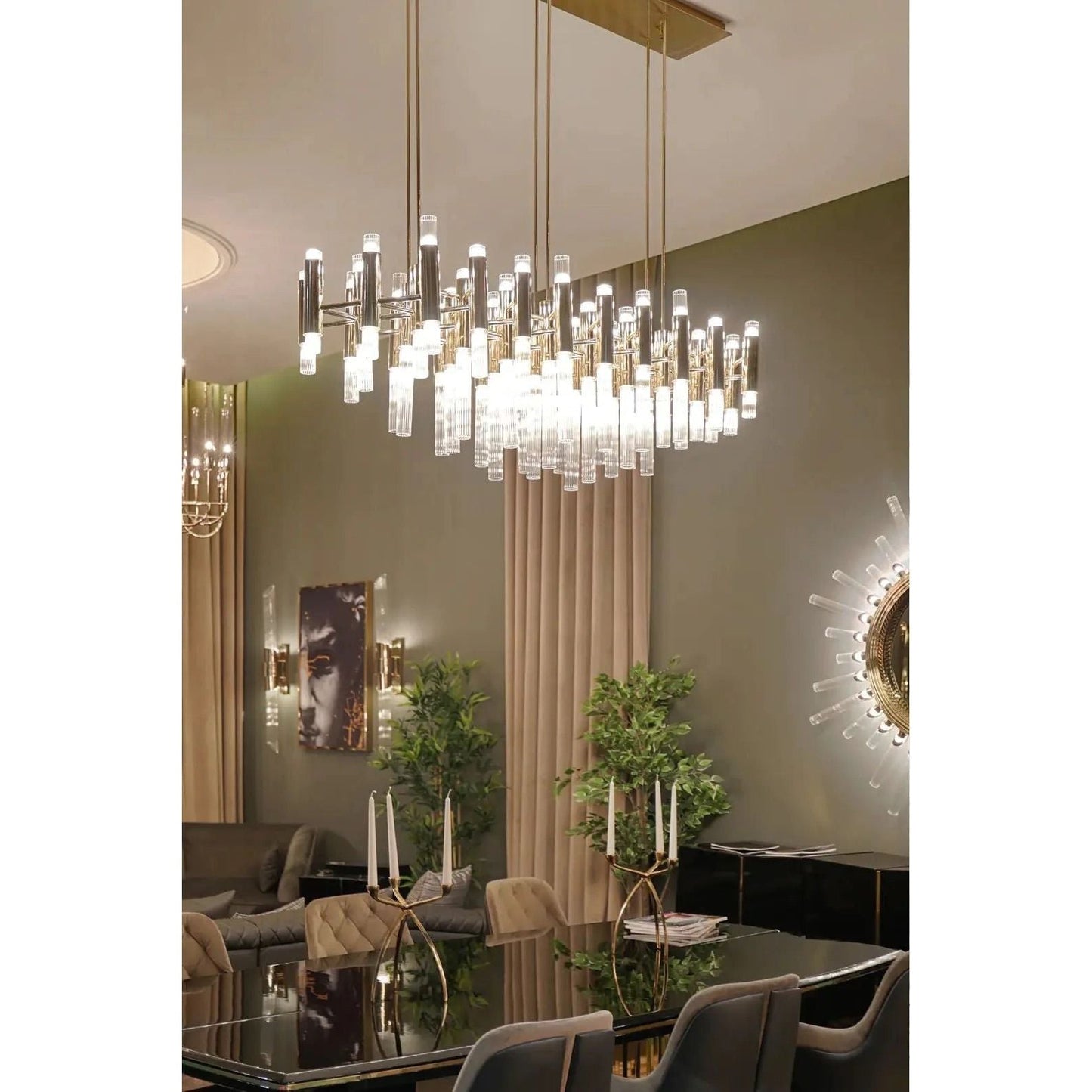 Eminence Tubular Glass Rectangular Chandelier - Kavker