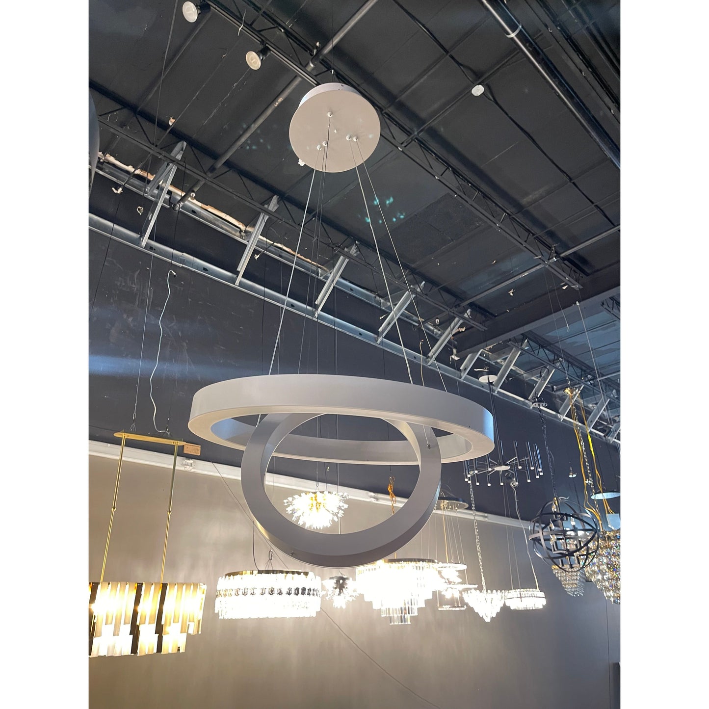 Liana Matte White Round LED Ring Chandelier - Kavker -