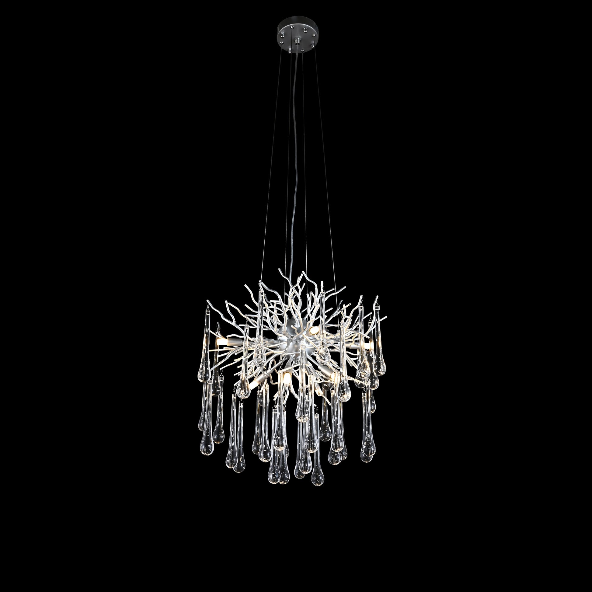 Georgina Branching Brass Round Teardrop Chandelier - Kavker - 