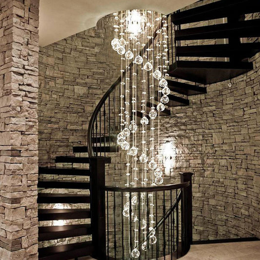 Extra Large Modern Spiral Raindrop Crystal Chandelier For Entryway-Kavker
