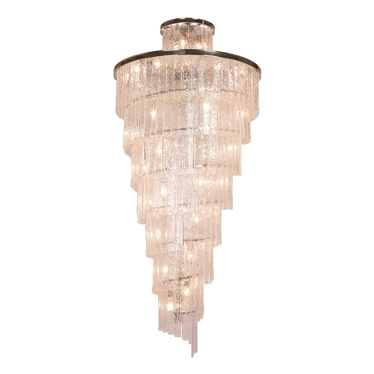 Seline Spiral Tiered/ Layered Cracked Textured Glass Chandelier - Kavker - 