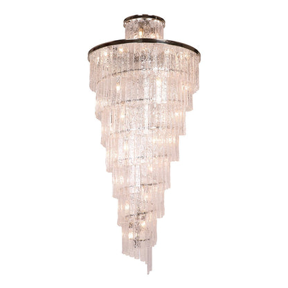 Seline Spiral Tiered/ Layered Cracked Textured Glass Chandelier - Kavker - 