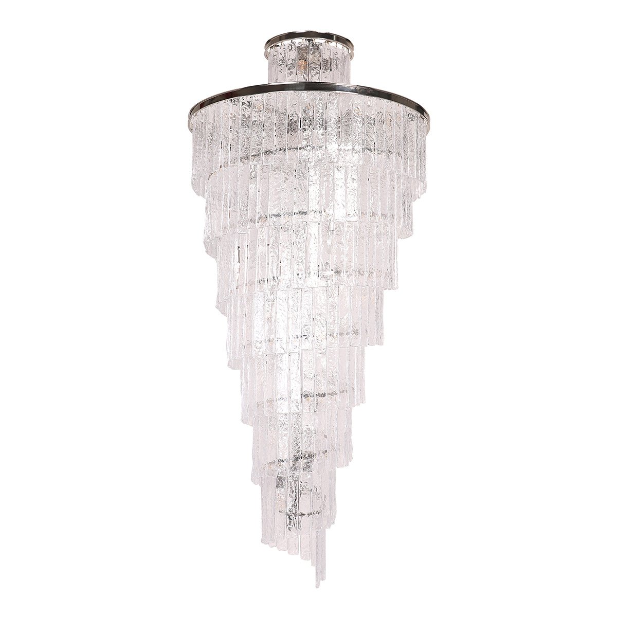 Seline Spiral Tiered/ Layered Cracked Textured Glass Chandelier - Kavker - 