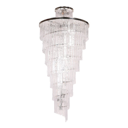 Seline Spiral Tiered/ Layered Cracked Textured Glass Chandelier - Kavker - 