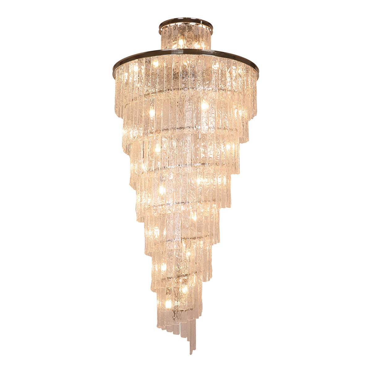 Seline Spiral Tiered/ Layered Cracked Textured Glass Chandelier - Kavker - 