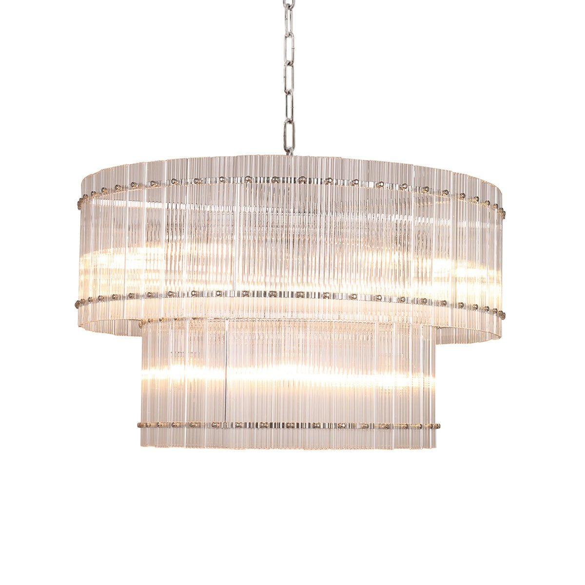 Carmel Round Ribbed Glass Tile Chandelier - Kavker - 