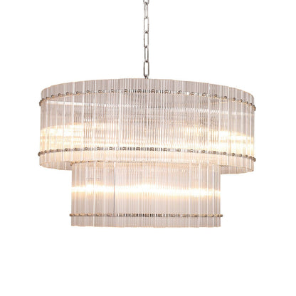 Carmel Round Ribbed Glass Tile Chandelier - Kavker - 