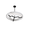 Carve Alabaster Pendant Light – Hand‑Carved Stone Shade with Black Frame