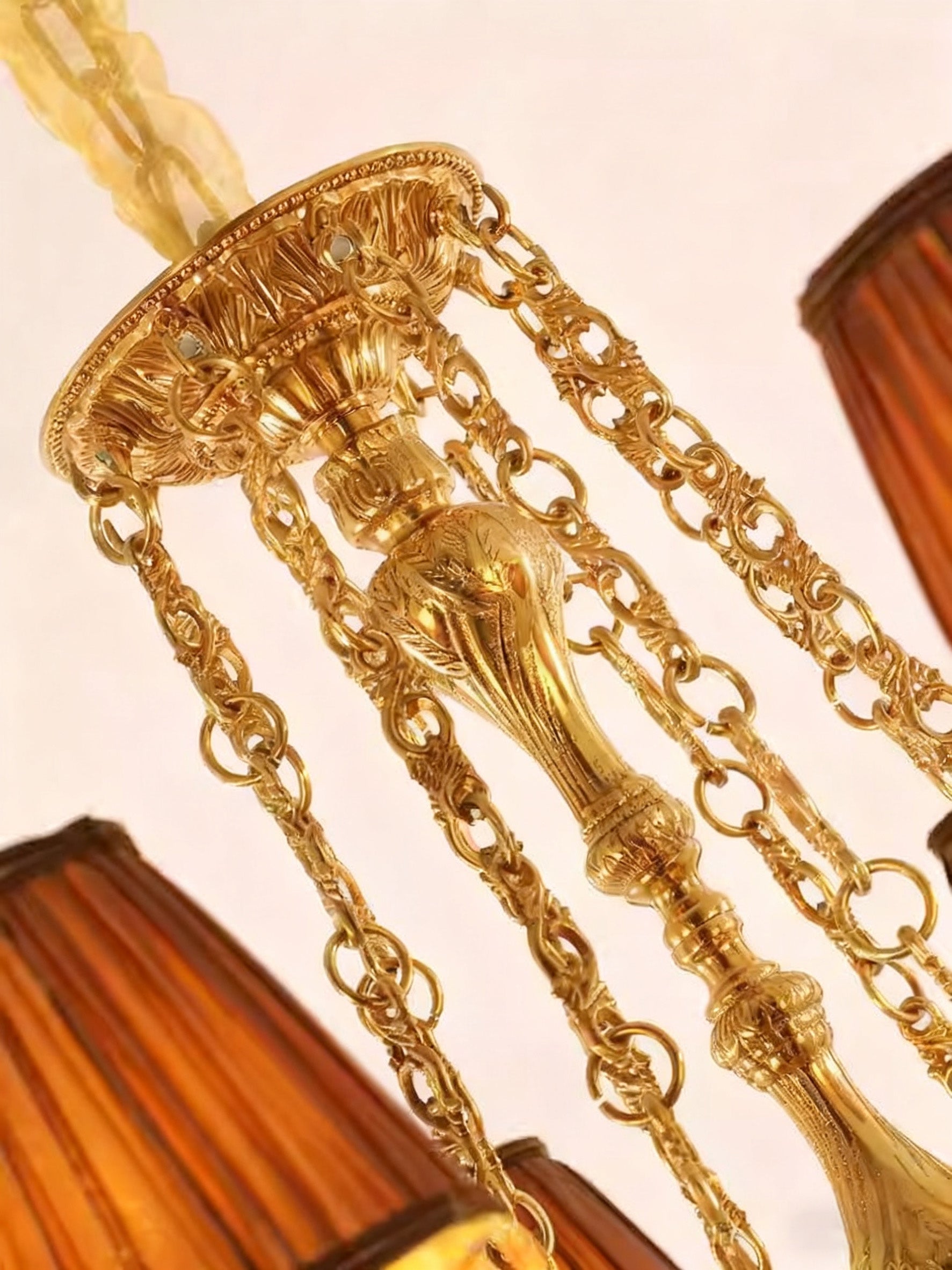 30X30 Inch 6 Lights Baroque Style Antique Copper Chandelier