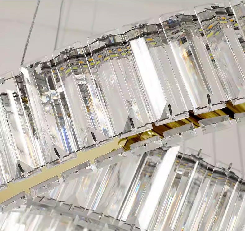 Custom Made 59'' Three Crystal Ring LED Chandelier Large Modern Chandelier for Hotel Lobby