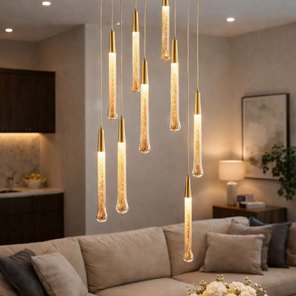 Golden Crystal Waterfall 35-Head LED Chandelier