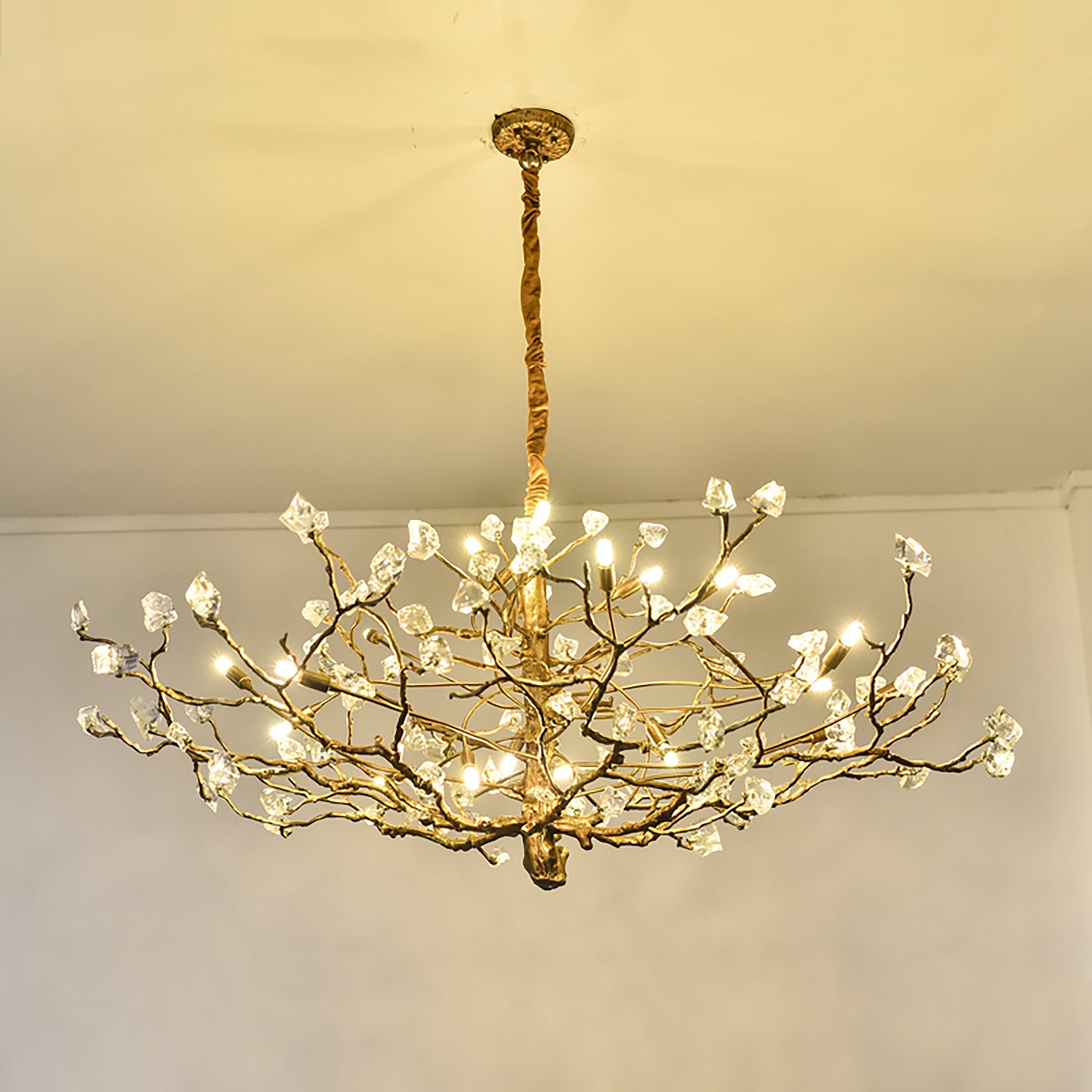 Livio Gemstone Branching Brass Round Chandelier - Kavker - 