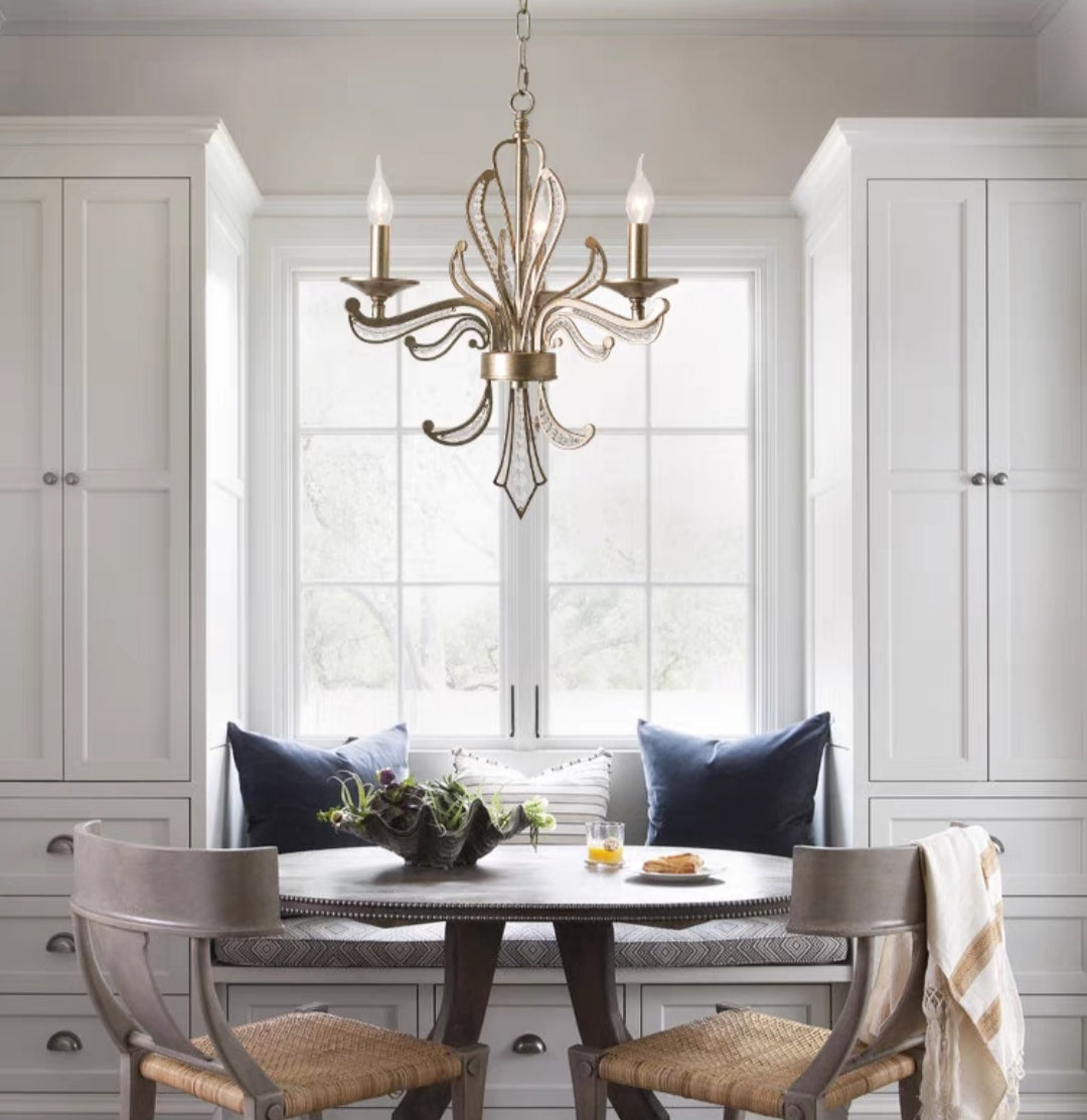 Vintage Style Silver Candle Chandelier for Living Room/Dining Room-Kavker