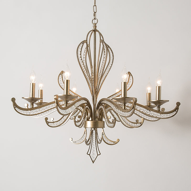 Vintage Style Silver Candle Chandelier for Living Room/Dining Room-Kavker