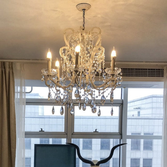 Nordic Vintage Candle Pendant Romantic Crystal Chandelier for Bedroom / Dining Room / Living Room-Kavker