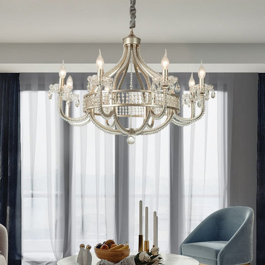 Light Luxury Nordic Vintage Candle Iron Lantern Chandelier for Living / Dining Room / Bedroom-Kavker